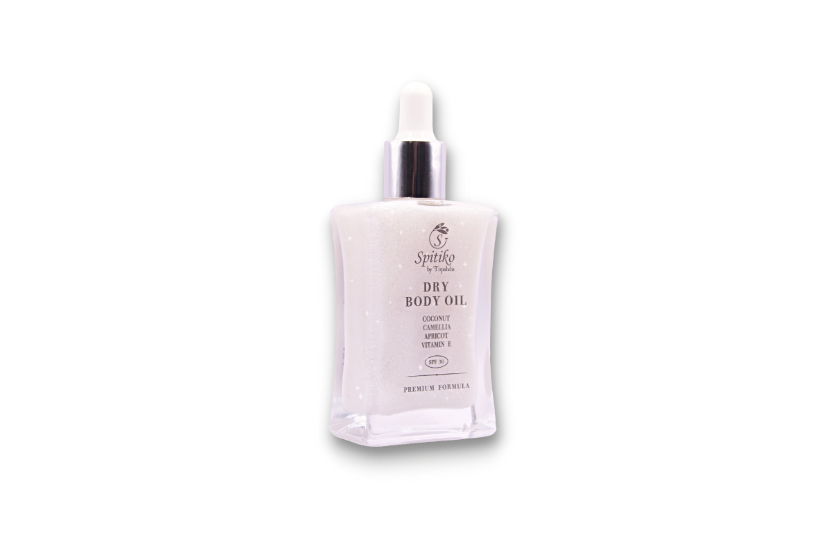 Ξηρό Έλαιο με Ασημί Γκλίτερ